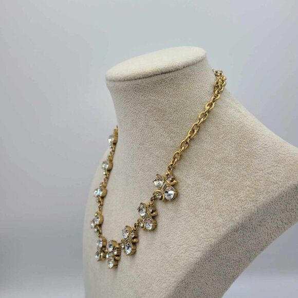 J Crew Clear Crystal Gold Tone Necklace - Picture 4 of 12